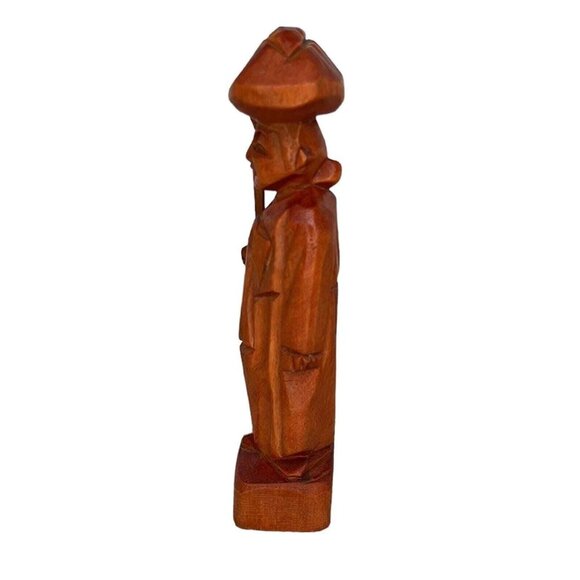 Vintage Hand Carved Wooden Asian Figure Man with staff - Picture 2 of 8